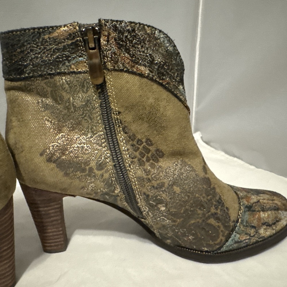 L'Artiste Spring Step Eleni Metallic Taupe Multi Leather Boot Bootie SZ 40 - Picture 6 of 10